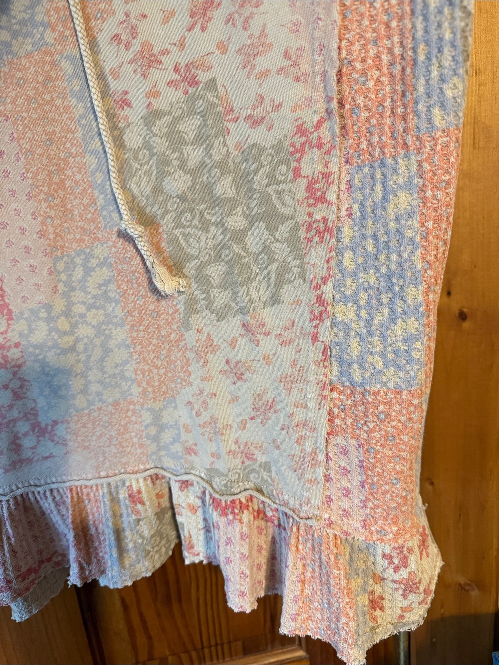 Patchwork Floral Hoodie Top - Pastel Pink Mix - Picture 9 of 10